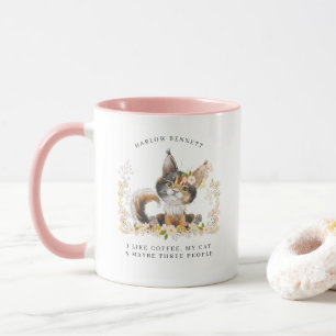 私はコーヒーが好き、猫と3人 モノグラム マグカップ