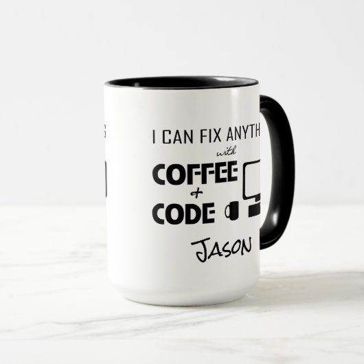 私はコーヒーとの何でも固定し、おもしろいコードしてもいいです マグカップ (正面右)