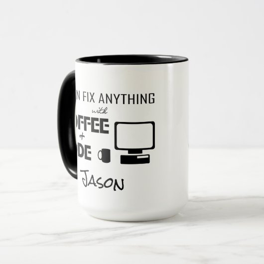 私はコーヒーとの何でも固定し、おもしろいコードしてもいいです マグカップ (正面左)