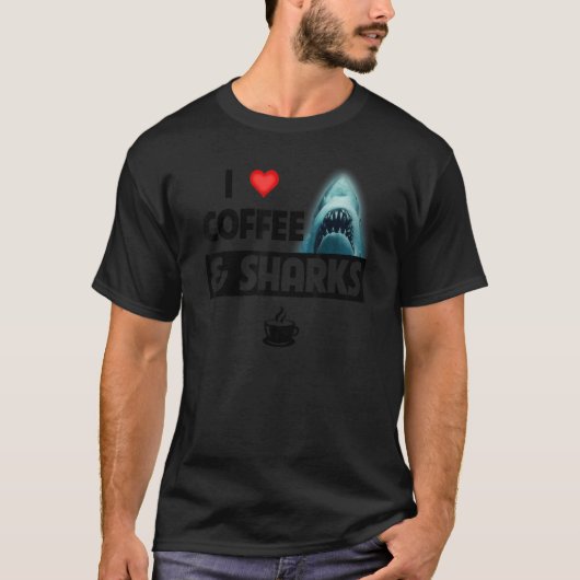 私はコーヒーとサメがおもしろい大好き素晴らし Tシャツ (正面)