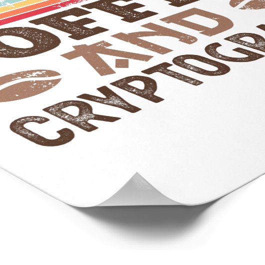 私はコーヒーと暗号が大好きレトロサンセットギフト ポスター (角)