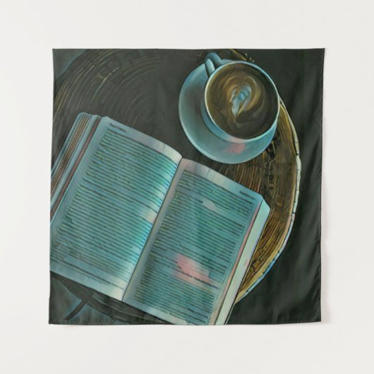 私はコーヒーと本が大好きだ タペストリー (正面)