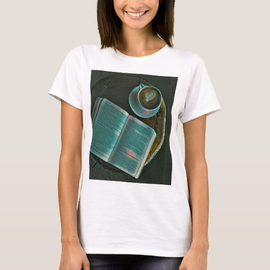 私はコーヒーと本が大好きだ Tシャツ (正面)