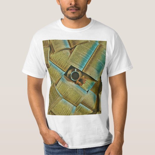 私はコーヒーと本が大好きだ Tシャツ (正面)