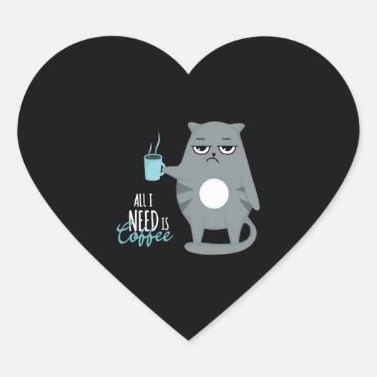 私はコーヒーと猫が必要だ ハートシール (正面)