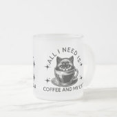 私はコーヒーと猫が必要だ フロストグラスマグカップ (正面右)