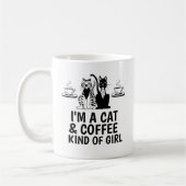 私はコーヒーと猫の女の子の一種のコーヒーマグ コーヒーマグカップ (左)