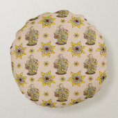 私はコーヒーと黄色の花が大好き ラウンドクッション (裏面)