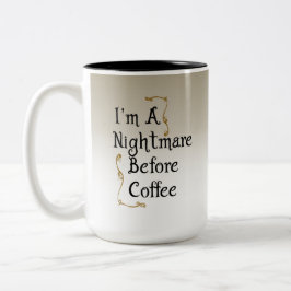 私はコーヒーの前に悪夢です ツートーンマグカップ