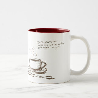 "私はコーヒーの前に"マグ切ります ツートーンマグカップ