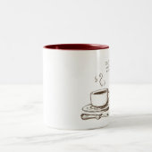 "私はコーヒーの前に"マグ切ります ツートーンマグカップ (中央)