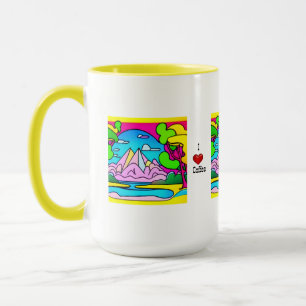 私はコーヒーの山サイケデリック、ストリームと木が大好き マグカップ