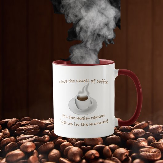 私はコーヒーの香りが好きだから立ち上がる マグカップ