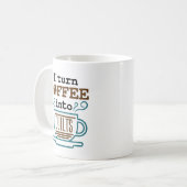 私はコーヒーをキルトに変えるキルティングキルター コーヒーマグカップ (正面左)