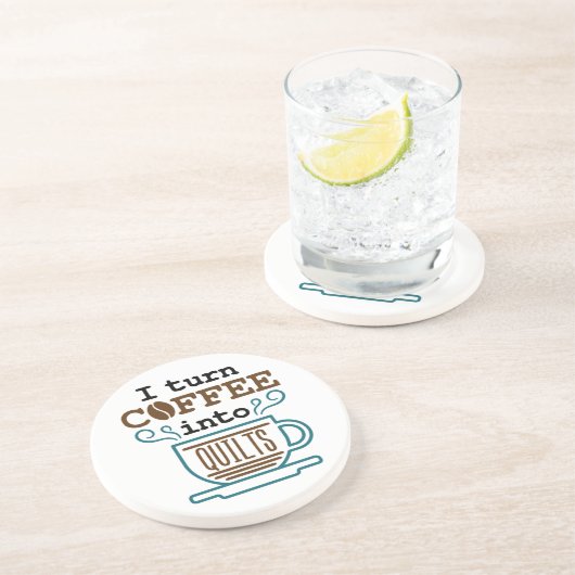 私はコーヒーをキルトキルターに変おもしろいえる コースター (側面)