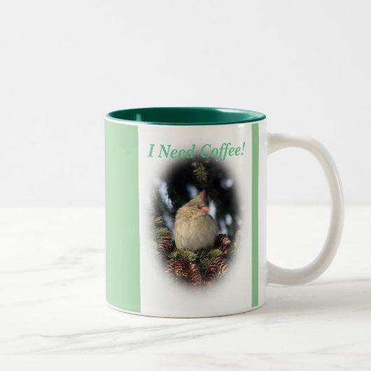 私はコーヒーを必要とします! ツートーンマグカップ (右)