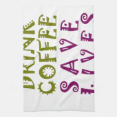 私はコーヒーを飲み、selfiesを取りたい キッチンタオル (縦)