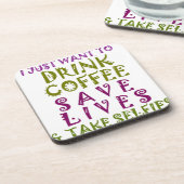 私はコーヒーを飲み、selfiesを取りたい コースター (左側)