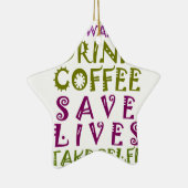 私はコーヒーを飲み、selfiesを取りたい セラミックオーナメント (右)