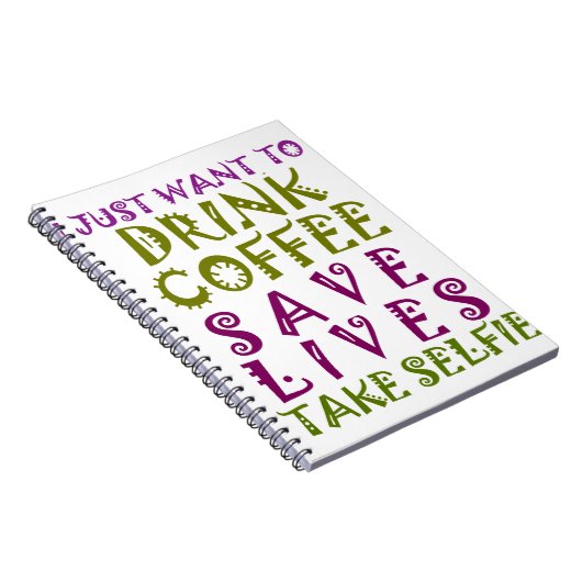 私はコーヒーを飲み、selfiesを取りたい ノートブック (右側)