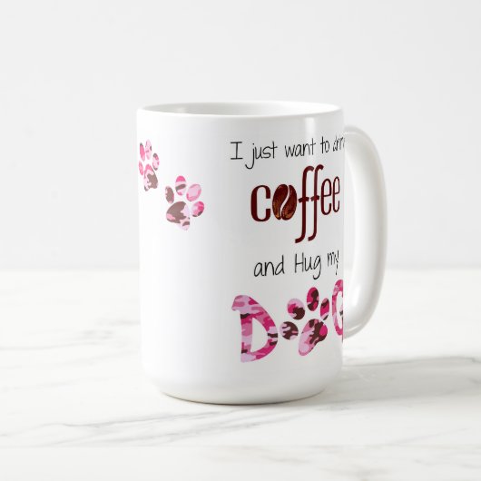 私はコーヒーを飲んで犬を抱きしめたい コーヒーマグカップ (正面右)