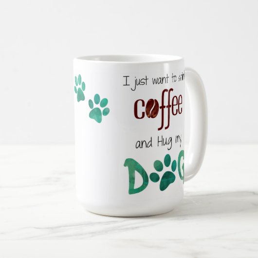 私はコーヒーを飲んで犬を抱きしめたい コーヒーマグカップ (正面右)