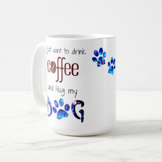 私はコーヒーを飲んで犬を抱きしめたい コーヒーマグカップ (正面左)