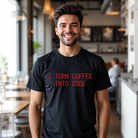 私はコーヒーをTシャツのコードフードに変えおもしろいる Tシャツ