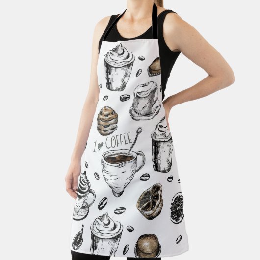 私はコーヒーデザイン、かわいいブリスタコーヒー愛好家 エプロン (インサイチュ)