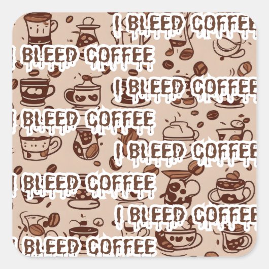 私はコーヒーパターンの文字を出す スクエアシール (正面)