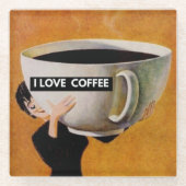 私はコーヒーレトロが大好き ガラスコースター (正面)