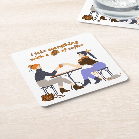 私はコーヒー引用文ガールズフレンズですべてを取る スクエアペーパーコースター (アングル)