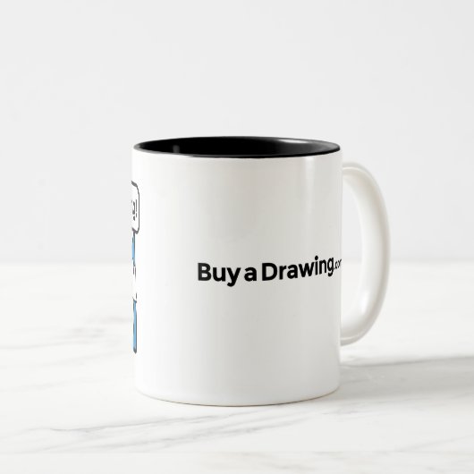 私はコーヒー・マグを引くことを愛します ツートーンマグカップ (正面右)