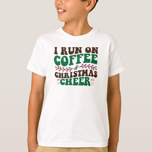 私はコーヒ走ーとクリスマスの応援のクリスマスに乗る Tシャツ (正面)