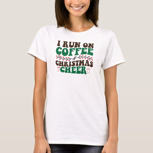 私はコーヒ走ーとクリスマスの応援のクリスマスに乗る Tシャツ (正面)