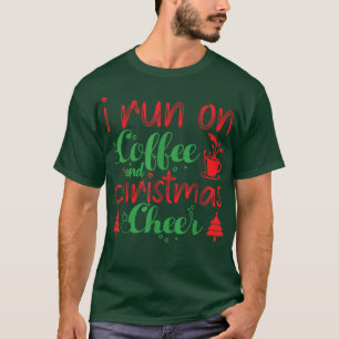 私はコーヒ走ーとクリスマスの応援カフェイン愛好家の上に Tシャツ