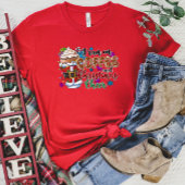 私はコーヒ走ーとクリスマス応援のTシャツを着ている Tシャツ