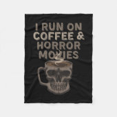 私はコーヒ走ーとホラー映画のスカルハロウィン フリースブランケット (正面)
