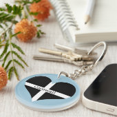 私はコーンウォールSt Piranの旗のハートのデザインを愛します キーホルダー (正面右)