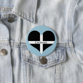 私はコーンウォールSt Piranの旗のハートのデザインを愛します 缶バッジ (インサイチュ)