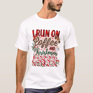 私はコー走ヒとクリスマス応援を飲んでいる Tシャツ