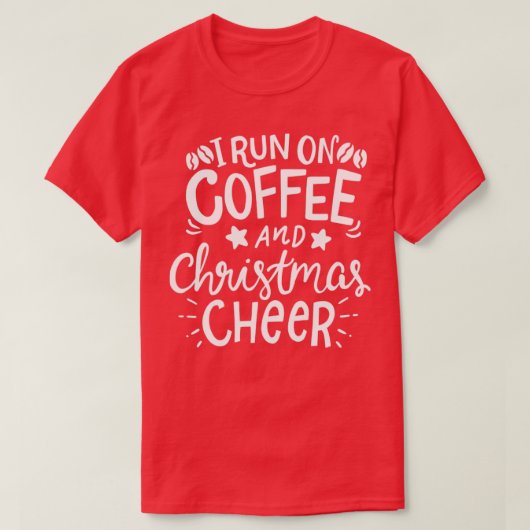 私はコー走ヒーとクリスマス応援のコーヒーを飲んでいる Tシャツ (デザイン正面)