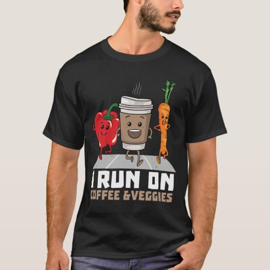 私はコー走ヒーとベジスのビーガンランナーベジタリア Tシャツ (正面)