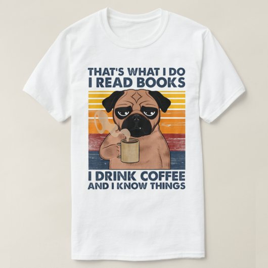 私はコ読ーヒーを飲む本を書いて、物事を知っている Tシャツ (デザイン正面)