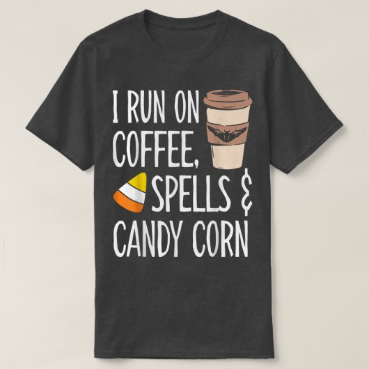 私はコ走ーヒの呪文とキャンディのコーンを飲んでいる Tシャツ (デザイン正面)