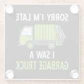 私はゴミをリサイクルするゴミのトラックの衣装を見た ガラスコースター (裏面)