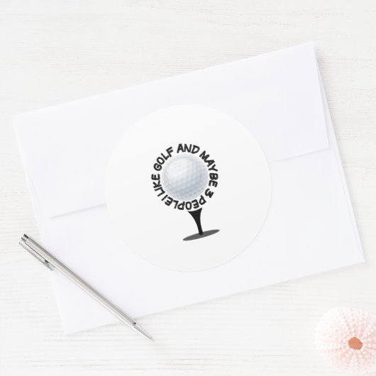 私はゴルフが好きで、多分3人、ギフトおもしろいTシャツ ラウンドシール (封筒)