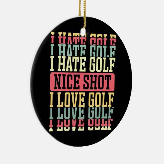 私はゴルフのナイスショット私はゴルフデザインを愛して セラミックオーナメント (右)