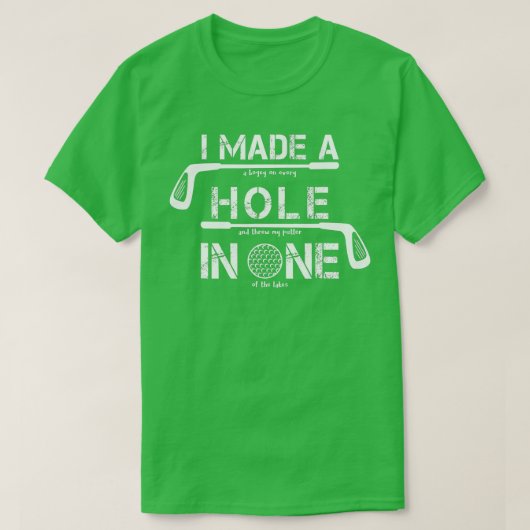 私はゴルフの引用文ファンおもしろいの一つに穴を開けた Tシャツ (デザイン正面)