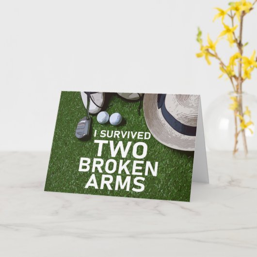私はゴルファー生き延びグリーンのための2つの壊れた腕から カード (黄色い花)